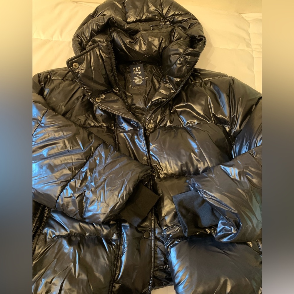 Black Shiny Puffer Coat